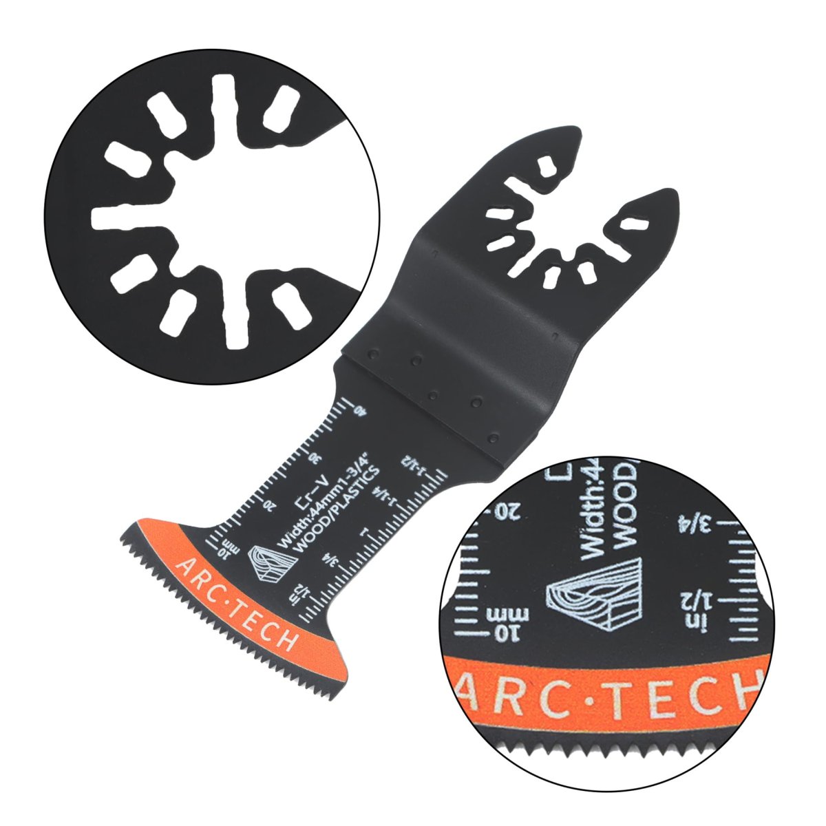 50 Pack 44mm Arc Edge Oscillating Saw Blades High Carbon Steel Multi Tool With 3 Adapters For Wood Plastic Metal Drywall And