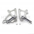 Httmt Mt390-033- Front Rider Foot Rest Pegs Brackets Compatible With 2009-2011 Yamaha R1 Silver
