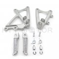 Httmt Mt390-033- Front Rider Foot Rest Pegs Brackets Compatible With 2009-2011 Yamaha R1 Silver