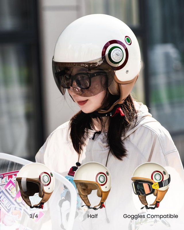 Ilm 3 4 Open Face Motorcycle Helmets For Women Men Retro Moped Scooter Cruiser Casco Vintage Half Helmet Dot Ece Model B-100e