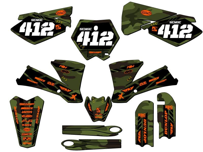 2003-2005 Sx 105 Apache Green Senge Graphics Complete Kit With Rider I D For Ktm