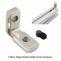 20pcs Silver T Slot L-shape Interior Inside Corner Connector Joint Bracket Ttzeze 90 Degree Aluminum Profile With M6 Screws
