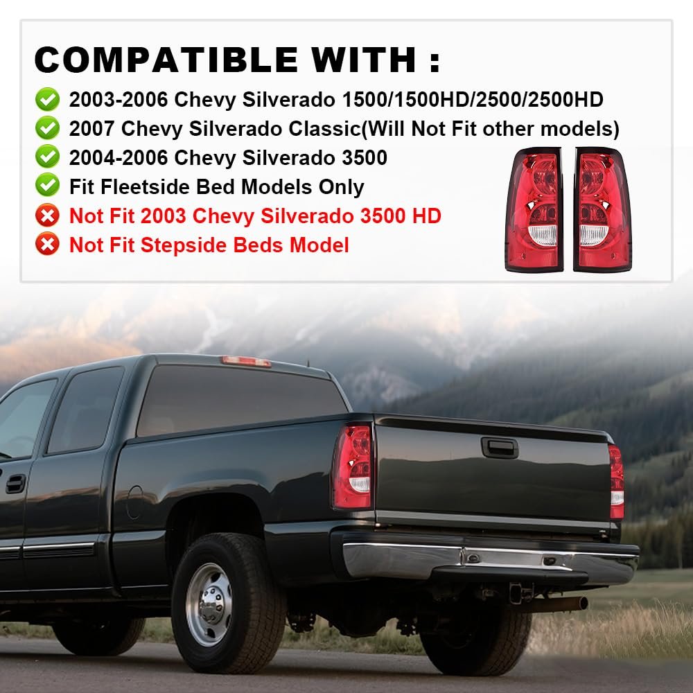 Tail Lights For 2003 2004 2005 2006 Chevy Silverado 1500 2500 3500 Rear Light Lamp Assembly Led Left And Right Taillights Bulbs