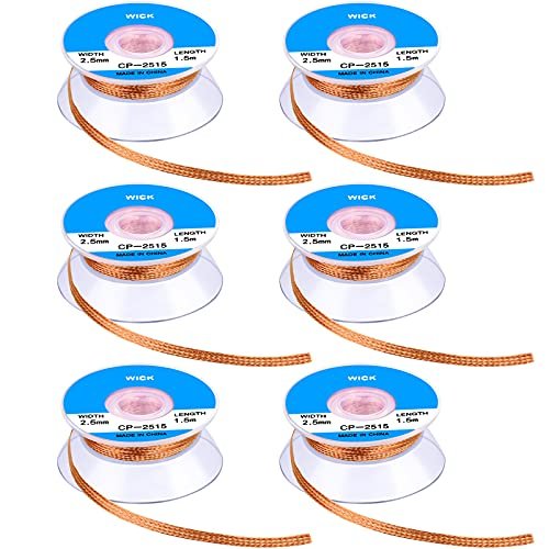 6 Pieces Solder Wicks No-clean Braided Desoldering 1 5 Meter Length Blue 0 Inch