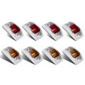 Partsam 8pcs Armored Trailer Led Clearance And Side Marker Lights 12led Chrome Plastic Housing 4amber 4red 