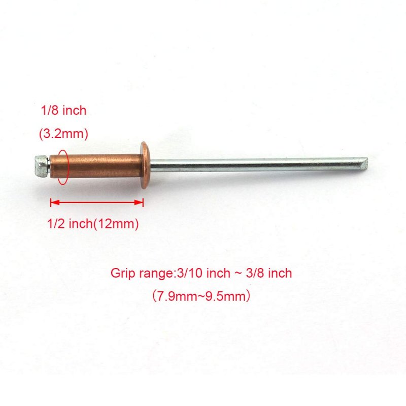 25pcs Red Copper Blind Rivets 1 8 In X 2 3 2x12mm Open End Dome Head Pop Grip Range 5 16 To Core Pulling Fastener Nails