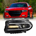 Akkon Fits 2015-2018 Dodge Charger Led Drl Running Halogen Type Projector Black Headlight Driver Left W No Side Logo 