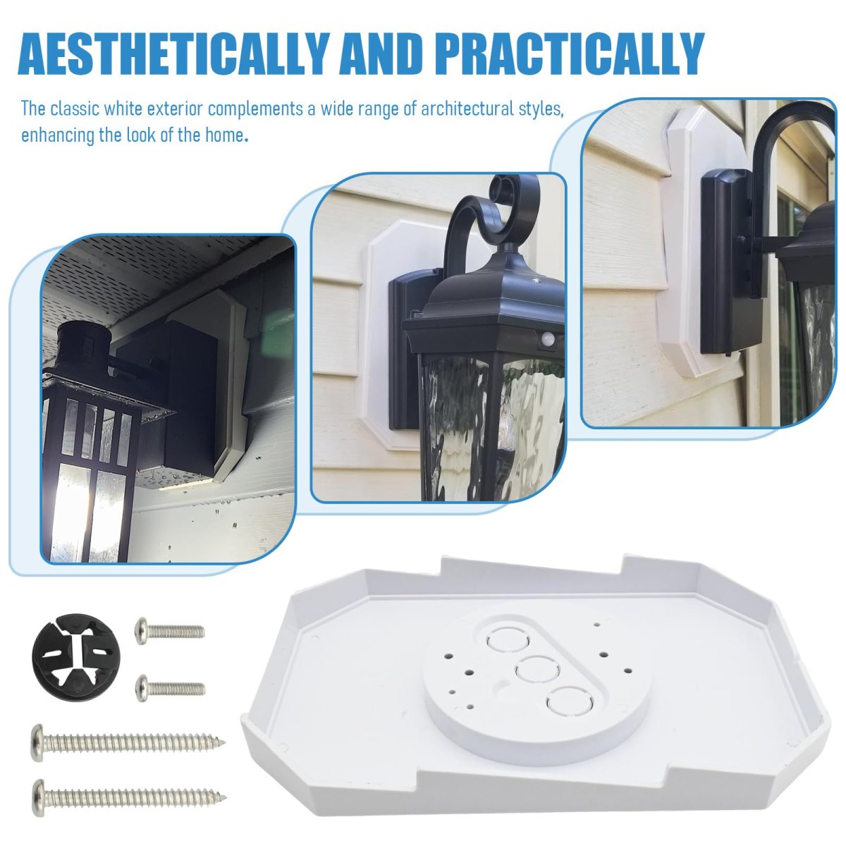 Outdoor Light Mounting Block With Built In Electrical Box 2 Pack Vinyl Siding Lamp For 1 Plate And 4 White