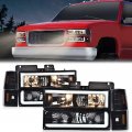 G-plus Led Headlights Compatible With 1994-1999 Gmc C1500 K1500 Yukon C2500 K2500 Suburban 1994-2000 C3500 K3500 Smoky Lens