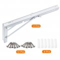 Uxcell 2 Pcs Folding Shelf Brackets 12 Inch Iron Collapsible L Bracket Wall Mounted For Table Work Bench White