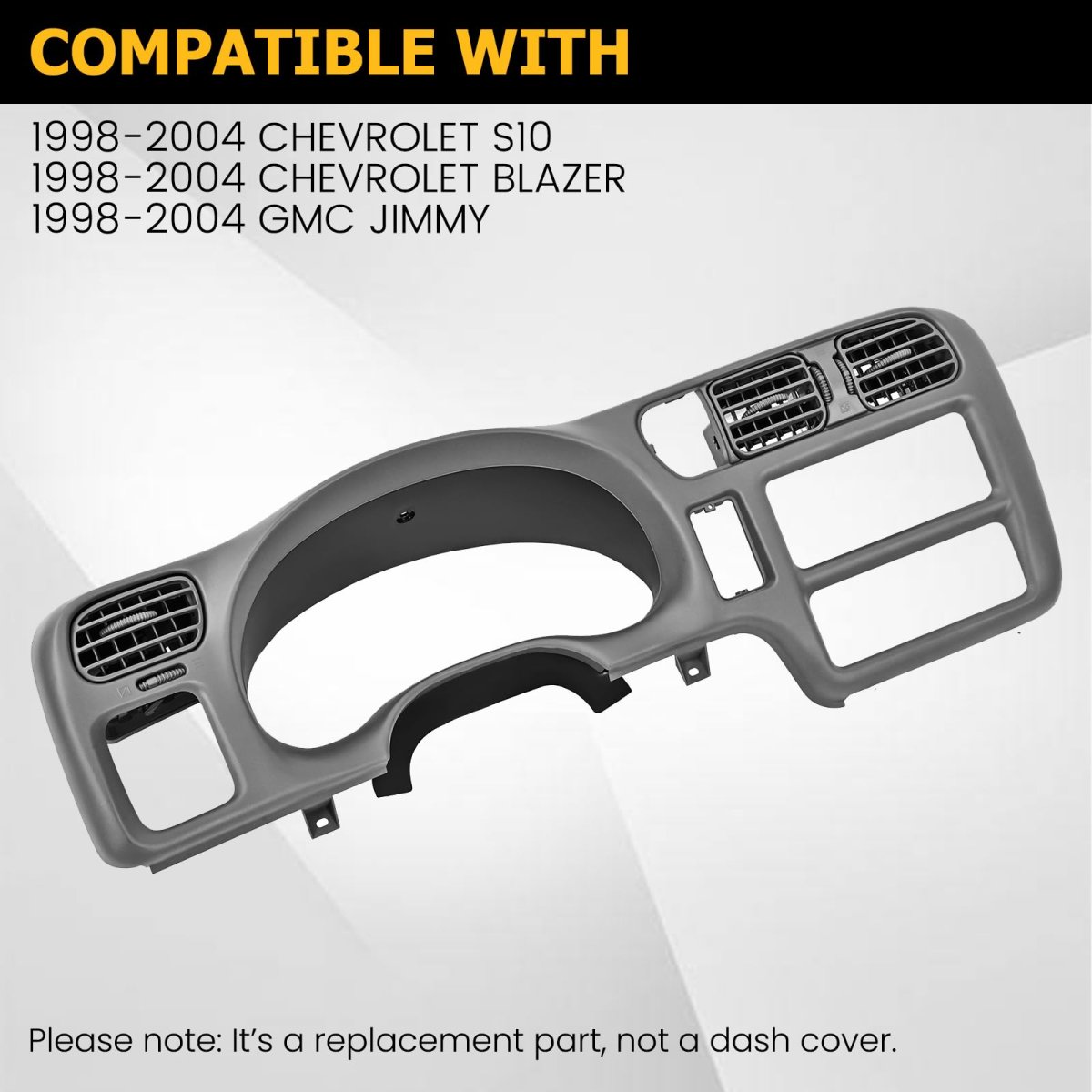 Dash Trim Bezel For 1998-2004 Chevy Chevrolet S10 Blazer Gmc Jimmy Light Gray Abs Plastic Single Din Only Go-4510