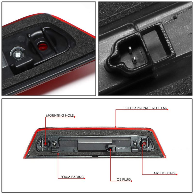 Red Lens Led High Mount 3rd Third Brake Light For 2010 To 2016 Dodge Journey Model 3bl-djou09-led-rd Waterproof Rear Tail
