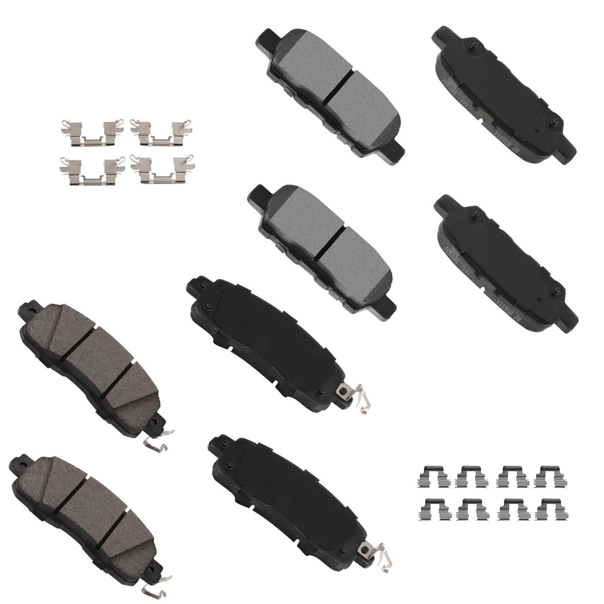 Brake Pad Set 8pcs Front Semi Metal Rear Ceramic For Nissan Altima 2013 2023 And Leaf 2014 2017 D1650 D1393