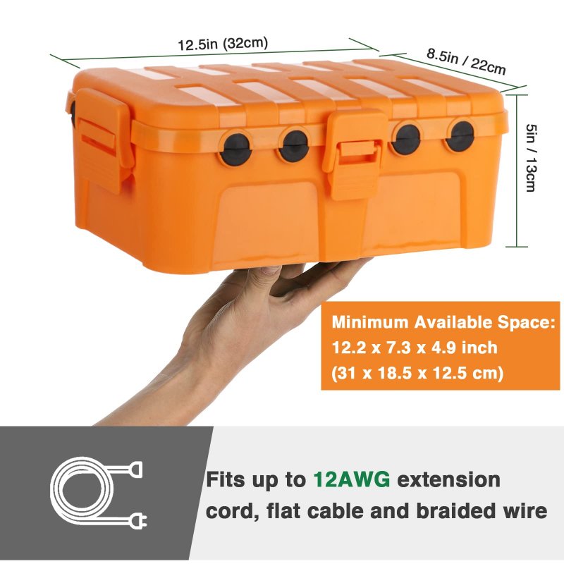 Large Outdoor Electrical Box Ip54 Waterproof Extension Cord Cover Weatherproof Outlet Plug Socket Timer Power Strip Protector