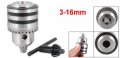 Uxcell B16 Mount 3-16mm Capacity Steel Core Metal Spanner Drill Chuck W Key Tool
