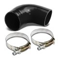 2 Inches To 90 Degree Elbow 4-ply Turbo Intake Intercooler Piping Silicone Coupler Hose T-clamp Black 