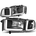 Dna Motoring Hl-lb2-dr944-bk-cl1 Black Housing Headlights W Clear Reflector Led Drl Signal Light For 94-01 Dodge Ram 1500 94-02 