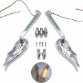 Smt-custom Chromed Flame Shape Led Turn Signal Integrate Mirrors Compatible With All Cruiser Bikes Models Including Royal Star