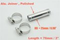Autobahn88 Aluminum Alloy Hose Joiner Pipe Od 0 98 25mm L 3 76mm Glossy Polished Includes 2 G-clamps