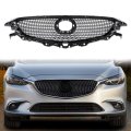 Front Bumper Upper Grille For Mazda 6 Atenza 2014-2016 Mesh Hood Grill Abs Black