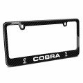 Ipick Image Made For Ford Mustang Cobra Dual Logo Black Real 3k Carbon Fiber Glossy Finish License Plate Frame