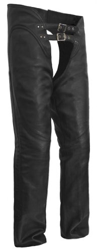 True Element Womens Double Buckle Adjustable Thigh Motorcycle Leather Chaps Black Size Xl