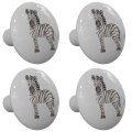Gotham Decor Set Of 4 Happy Little Jungle Zebra Drawer Knobs 