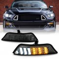 Acanii For 2015-2017 Ford Mustang Smoked Lens Led Bumper Parking Lamps Sequential Signal Lights Assembly Left Right