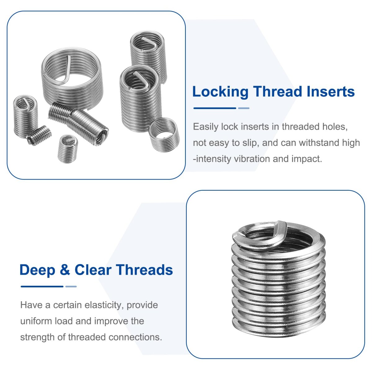 50pcs Wire Thread Inserts 16-18 Unc 2d 5 8 304 Stainless Steel Helical Type Coiled Repair Kit Screw Threaded Sleeve Sheath For