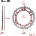 Caltric Rear Wheel Chain Sprocket Compatible With Suzuki 64511-02f00 6451102f00 38 Teeth