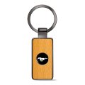 Ipick Image Made For Ford Mustang Roundel Logo In Black On Maple Wood Gray Gunmetal Metal Case Key Chain 
