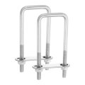 2sets 304 Stainless Steel Square U-bolts 1 65 42mm Inner Width 4 72 120mm Length M8 With Nuts Frame Plate Gasket For 