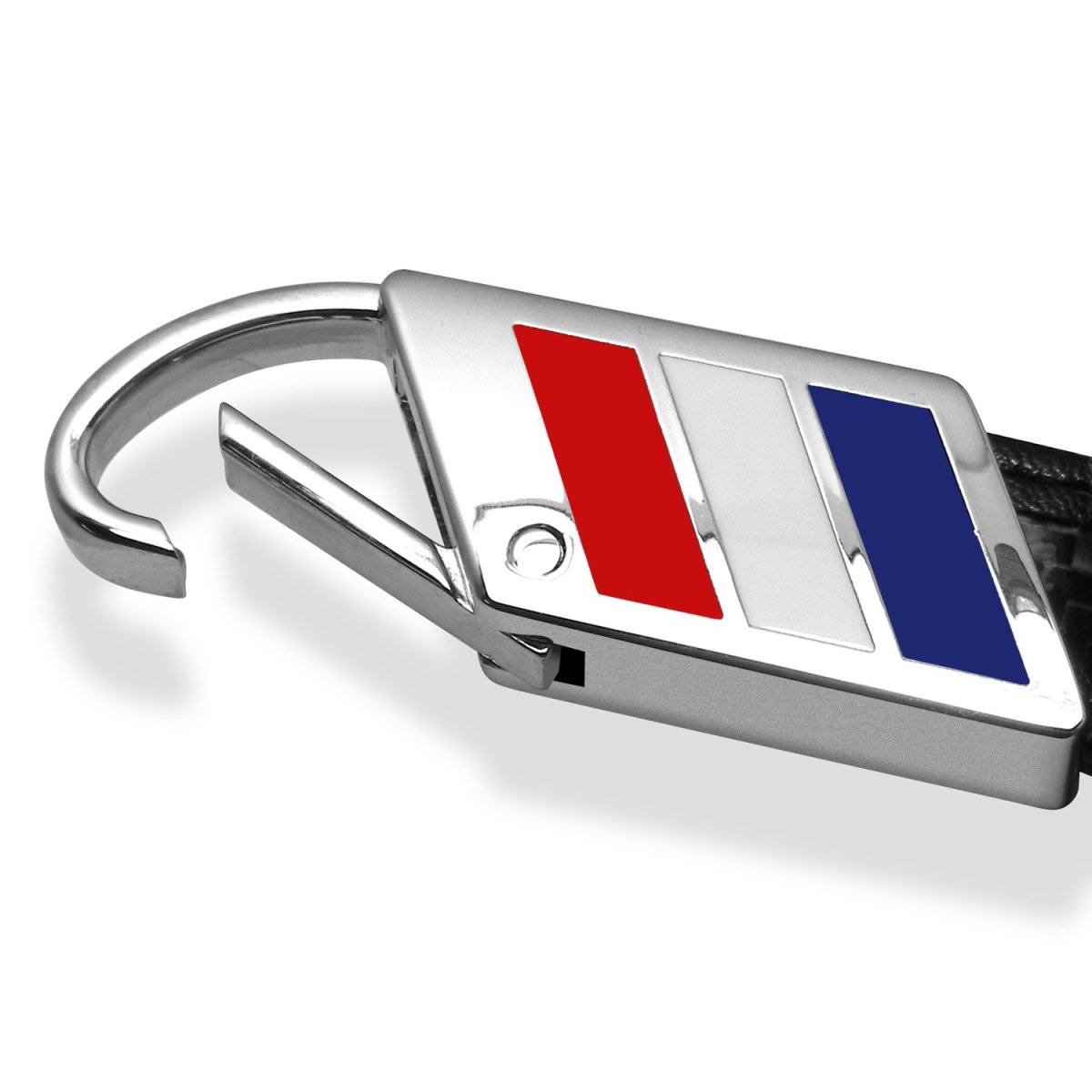 Ford F150 2015 Up Real Carbon Fiber Leather Key Chain With Red White Blue Stripe Chrome Black Finish 4 75 In X 0 Size