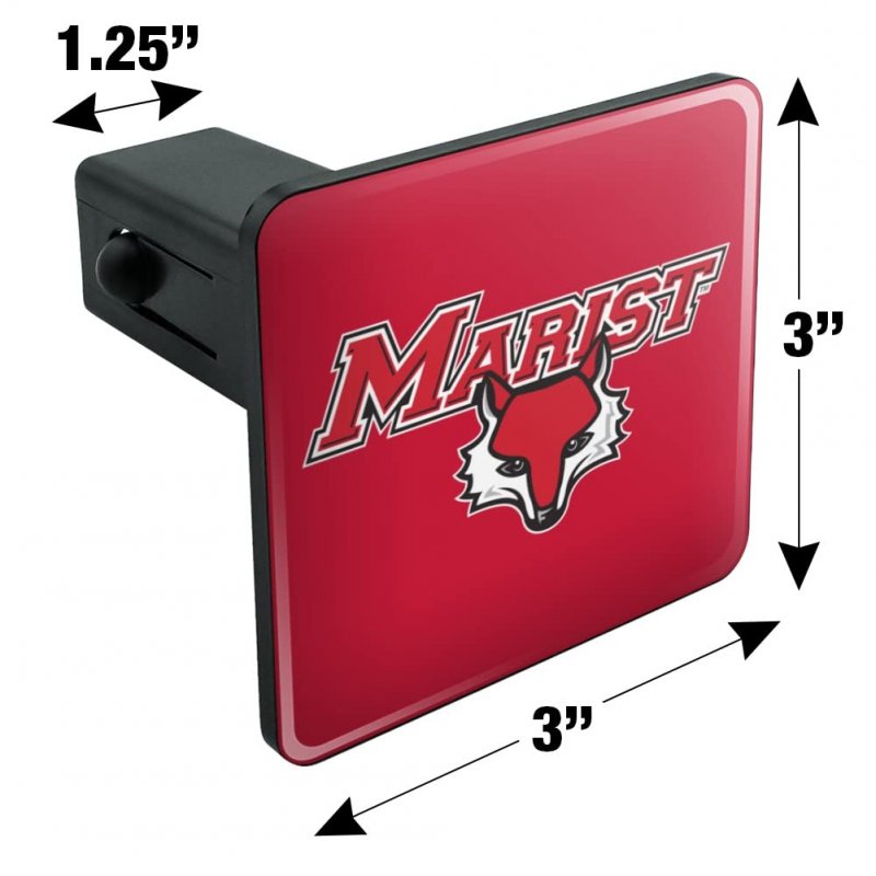 Marist College Red Fox Logo Tow Trailer Hitch Cover Plug Insert For 1 25 Receivers Black Abs Plastic With Uv Resistant Resin