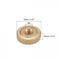 Uxcell Knurled Thumb Nuts 10pcs M4 X D12mm H3 5mm Brass Nut Flat Head Through Hole Lock Adjusting For 3d Printer Parts