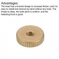 Uxcell Knurled Thumb Nuts 10pcs M4 X D12mm H3 5mm Brass Nut Flat Head Through Hole Lock Adjusting For 3d Printer Parts