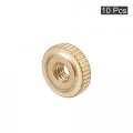 Uxcell Knurled Thumb Nuts 10pcs M4 X D12mm H3 5mm Brass Nut Flat Head Through Hole Lock Adjusting For 3d Printer Parts