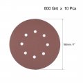 Uxcell 10pcs 7 Inch 8 Hole Hook And Loop Sanding Disc 800 Grit Flocking Sandpaper Random Orbital Sander Paper