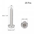 Uxcell Phillips Hex Washer Self Tapping Screws M6 X 35mm 304 Stainless Steel Flange Sheet Metal Screw 25pcs