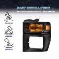 Headlight Trim Bezel With Parking Turn Signal Light For 08-14 Ford E150 E250 08-19 E350 Super Duty Headlamps Pair Set
