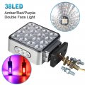 Partsam 2x Dual Revolution Amber Red Purple Square Double Face 38 Diode Marker Turn Signal And Auxiliary Led Pedestal Light