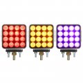 Partsam 2x Dual Revolution Amber Red Purple Square Double Face 38 Diode Marker Turn Signal And Auxiliary Led Pedestal Light