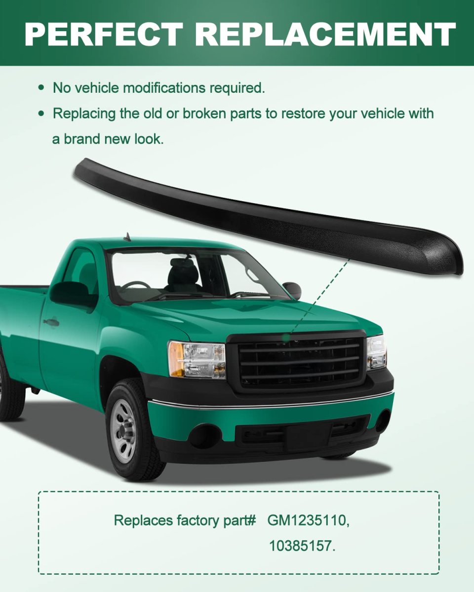 Hood Molding Trim For Gmc Sierra 1500 2007 2013 2500 Hd 2010 3500 Matte Black Abs Replacement Part 10385157