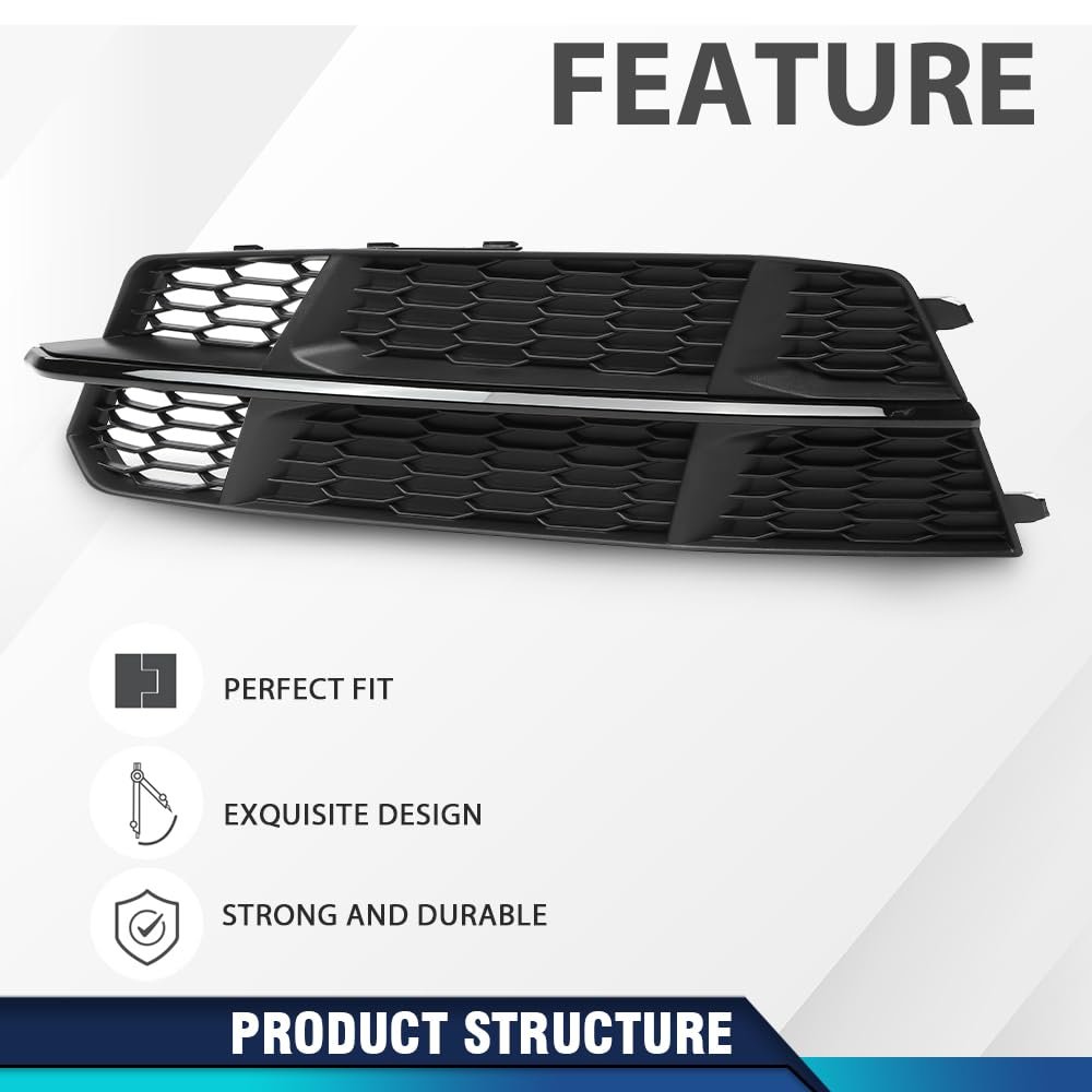 Front Bumper Fog Light Grille Cover Pair For Audi A6 C7 S-line 2015 2018 Black Abs Plastic Grill Covers Driver And Passenger