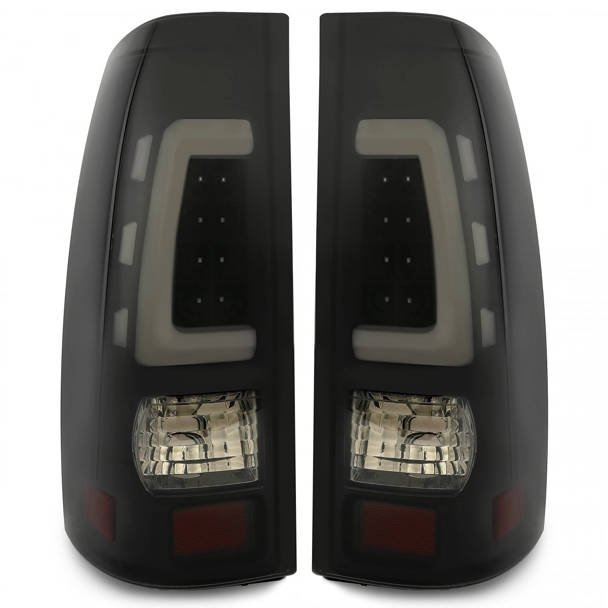 Led Tail Light Set For 1999-2006 Chevy Silverado 1500 2500 3500 And Gmc Sierra Smoke Lens Black Housing Rear Brake Lamps With