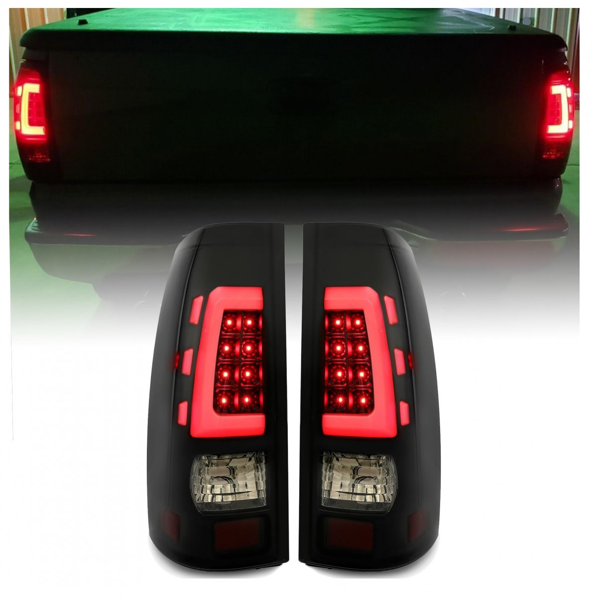 Led Tail Light Set For 1999-2006 Chevy Silverado 1500 2500 3500 And Gmc Sierra Smoke Lens Black Housing Rear Brake Lamps With