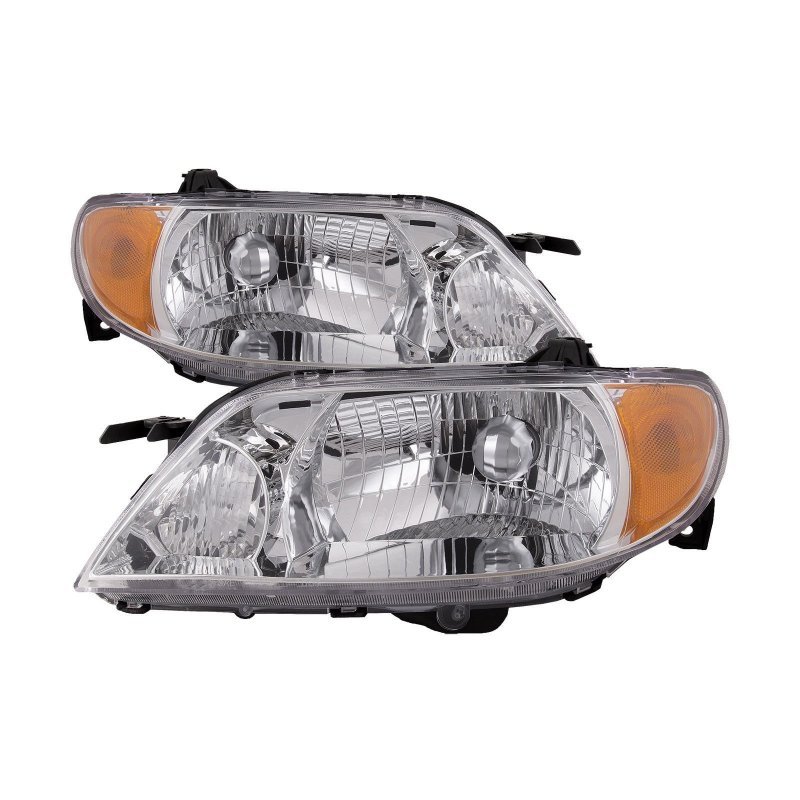 Instyleparts Chrome Housing Clear Lens Headlights Made For 01-03 2001 2002 2003 Mazda 323 Protege Sedan
