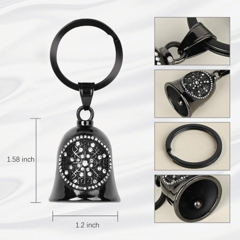 Motorcycle Bell Viking Vegvisir Nordic Gremlins For Motorcycles Guardian Keychain With Key Ring Biker Riding Accessory Bell