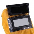 Leather Welding Hood Welder Mask Breathable Helmet For Eyes Face Neck Protection With Lens Yellow