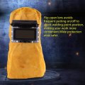 Leather Welding Hood Welder Mask Breathable Helmet For Eyes Face Neck Protection With Lens Yellow
